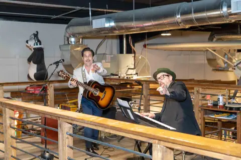 Live music on the mezzanine during the grand opening at Picker Joe's Antique Mall in Savannah, GA
