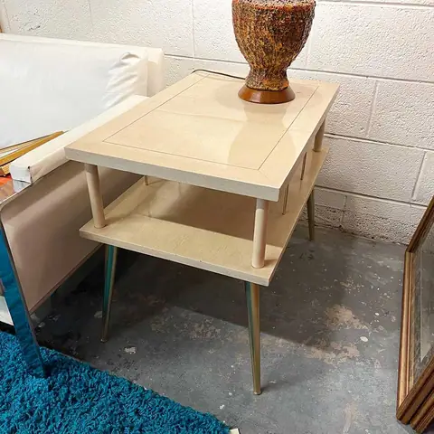 Cream laminate mid-century end table at Picker Joe's Antique Mall in Savannah, GA