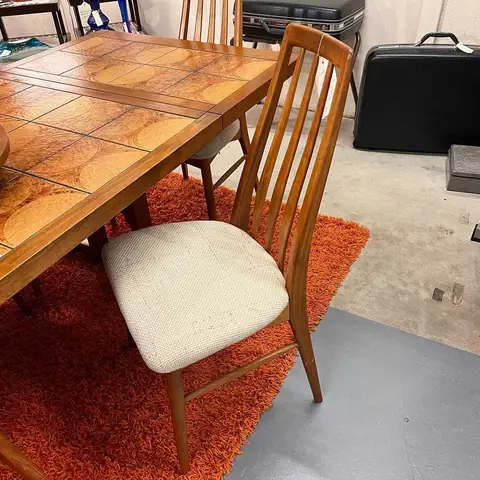 Tile-top dining table with a high-back chair at Picker Joe's Antique Mall in Savannah, GA