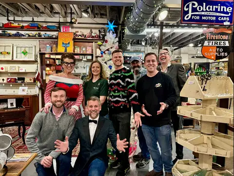 Picker Joe's Christmas party group photo at Picker Joe's Antique Mall in Savannah, GA